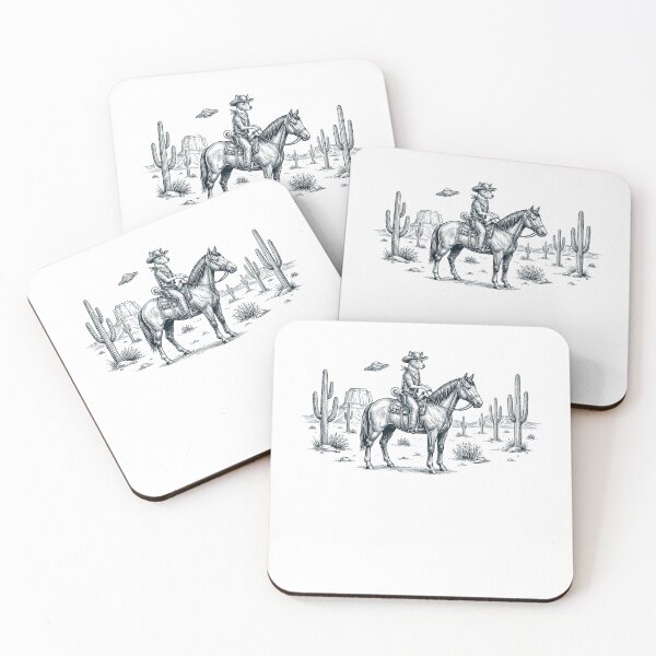 Item preview, Vintage Basenji Cowboy Desert Horse UFO Cactus Dog Lover designed and sold by DoodleTortle.