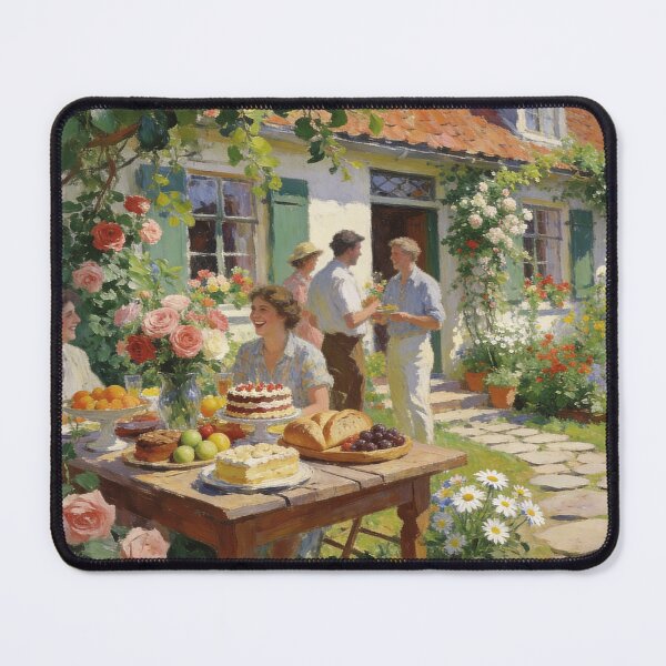 Item preview, Beautiful Backyard Garden Party Painting, Flowers, Food & Friends Impressionist Art designed and sold by BlareBlare.