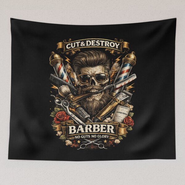 Item preview, Vintage Barber Skull – Cut & Destroy designed and sold by SidTastic .