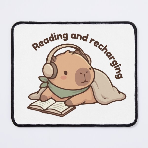 Item preview, Reading and Recharging Cozy Capybara Cute Book Lover Introvert Design designed and sold by deslydesign.