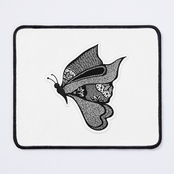 Item preview, Boho Zentangle Butterfly – Detailed Black Ink Line Art designed and sold by WildLine Studio .
