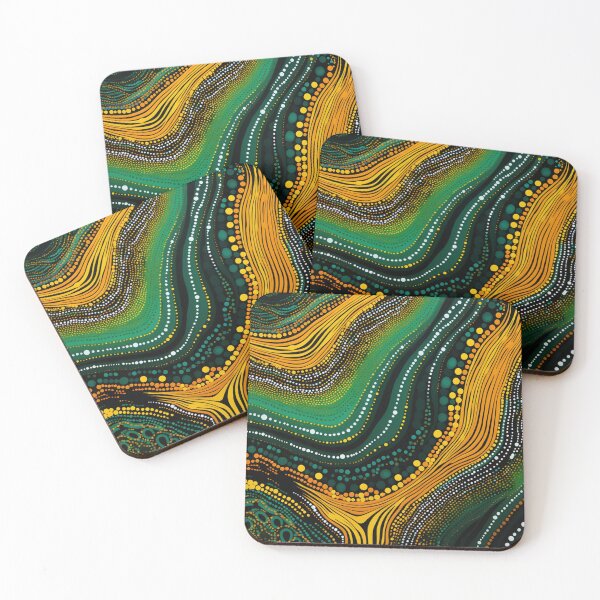 Item preview, Aboriginal Inspired Dot Art - Green Waves designed and sold by GrinGalore.
