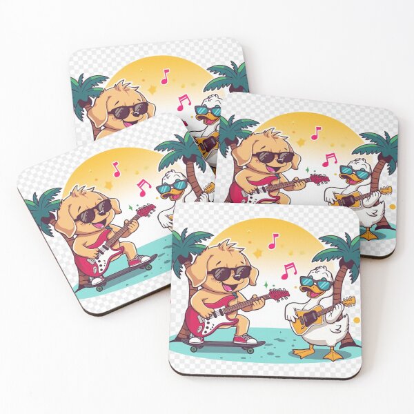 Item preview, Skate Baby Band & Guitar Dog – Funny Summer Music Cartoon designed and sold by Mitaudesign.
