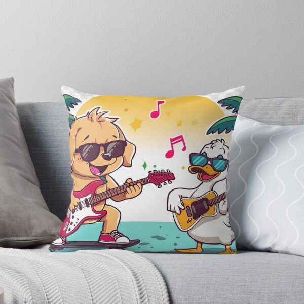 Item preview, Skate Baby Band & Guitar Dog – Funny Summer Music Cartoon designed and sold by Mitaudesign.