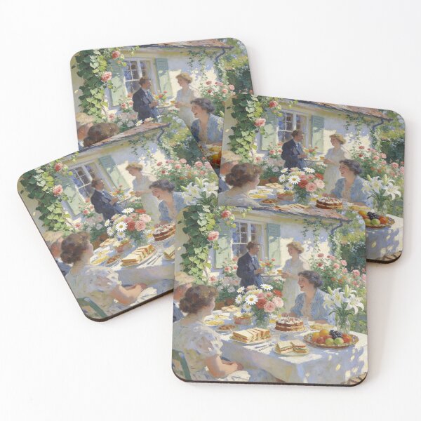 Item preview, Impressionist Garden Party Painting, Lively Backyard Celebration with Flowers & Food Wall Art designed and sold by BlareBlare.