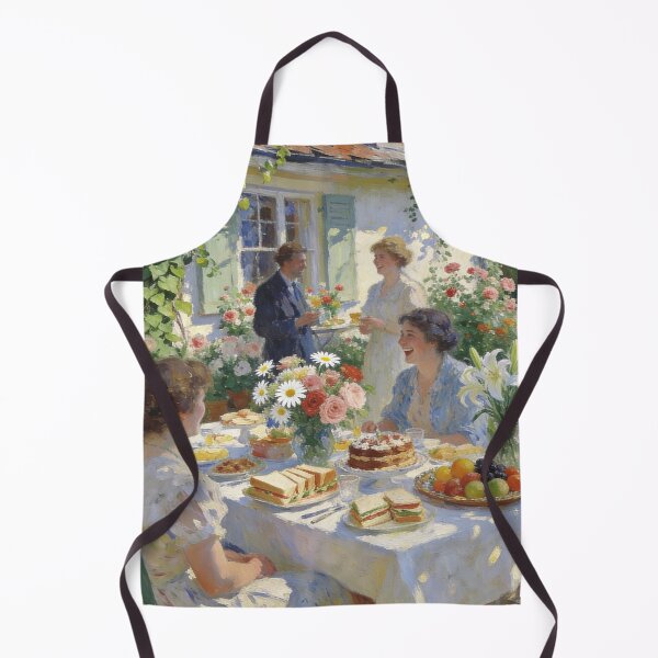 Item preview, Impressionist Garden Party Painting, Lively Backyard Celebration with Flowers & Food Wall Art designed and sold by BlareBlare.
