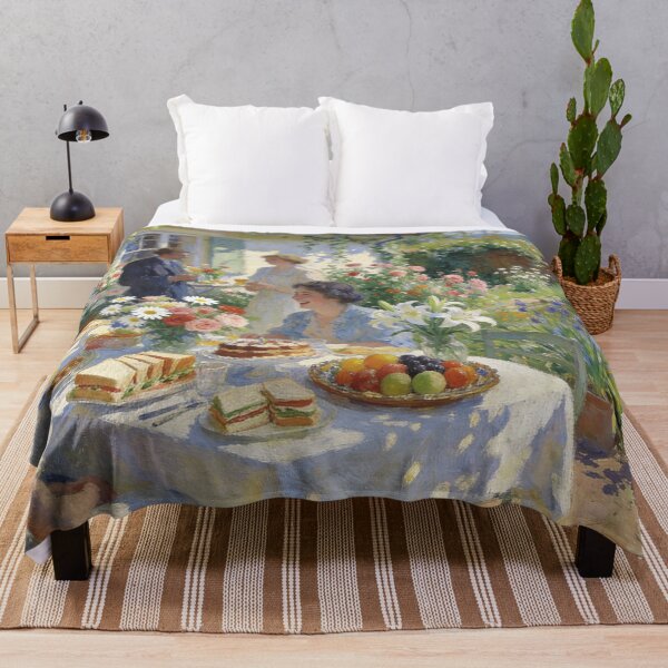 Item preview, Impressionist Garden Party Painting, Lively Backyard Celebration with Flowers & Food Wall Art designed and sold by BlareBlare.