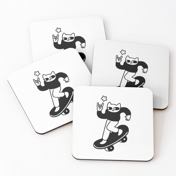 Item preview, Cool Skater Cat Black Ink Art designed and sold by InkStation24.