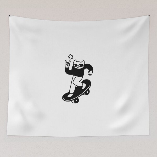 Item preview, Cool Skater Cat Black Ink Art designed and sold by InkStation24.