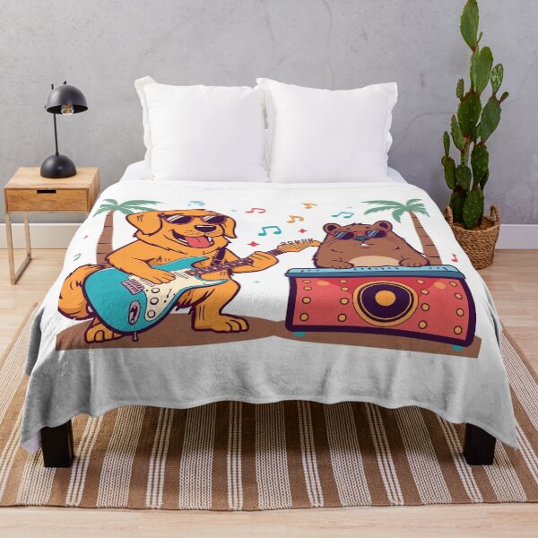 Item preview, Summer Party Animals – Guitar Dog & Capybara DJ Cartoon designed and sold by Mitaudesign.