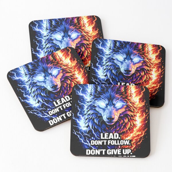 Item preview, Lead Don’t Follow – Motivational Wolf with Lightning & Fire designed and sold by WittyWear Designs.