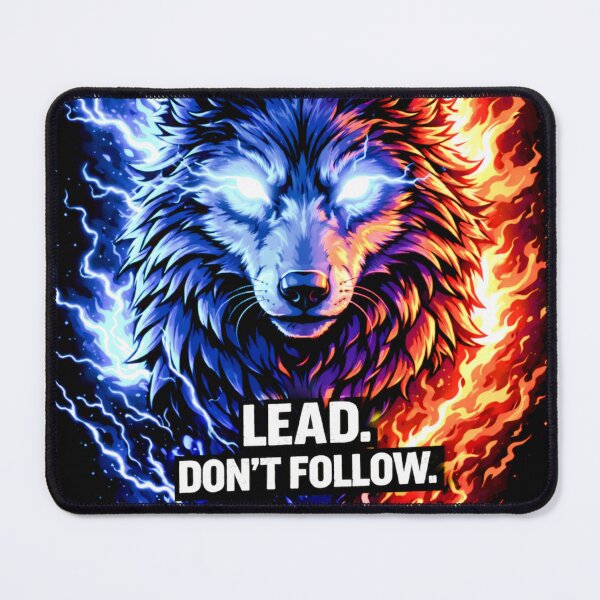 Item preview, Lead Don’t Follow – Motivational Wolf with Lightning & Fire designed and sold by WittyWear Designs.