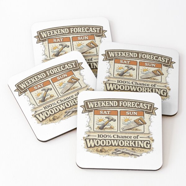 Item preview, Weekend Forecast: 100% Chance of Woodworking – Funny Carpenter & Woodworker Design designed and sold by HubCreates.