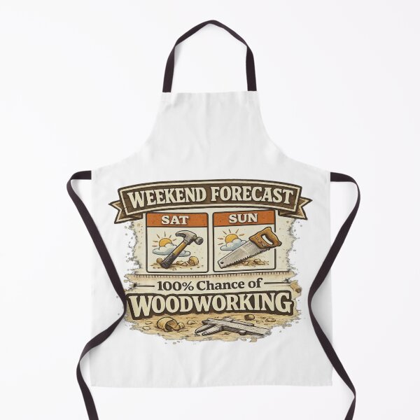 Item preview, Weekend Forecast: 100% Chance of Woodworking – Funny Carpenter & Woodworker Design designed and sold by HubCreates.