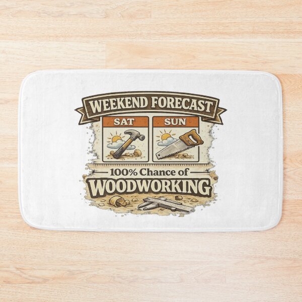 Item preview, Weekend Forecast: 100% Chance of Woodworking – Funny Carpenter & Woodworker Design designed and sold by HubCreates.
