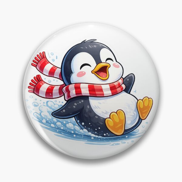 Item preview, Cute Penguin Sliding on Ice Cartoon – Kawaii Winter Penguin Sticker & Funny Animal T-Shirt Design designed and sold by Dasts Cart.