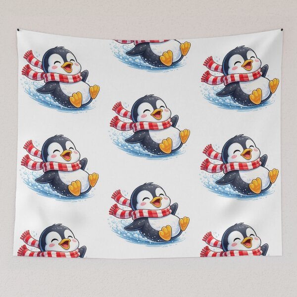 Item preview, Cute Penguin Sliding on Ice Cartoon – Kawaii Winter Penguin Sticker & Funny Animal T-Shirt Design designed and sold by Dasts Cart.