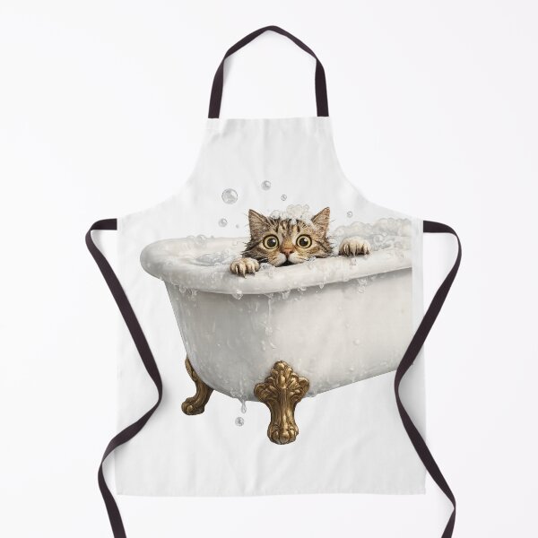 Item preview, Scared Cat in Bathtub – Funny Cat Bath Escape Illustration designed and sold by CreativeNest88.