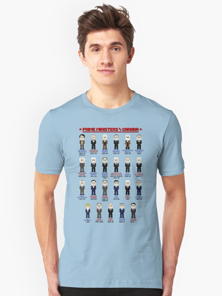 Alternate view of 8-Bit Prime Ministers of Canada! Slim Fit T-Shirt