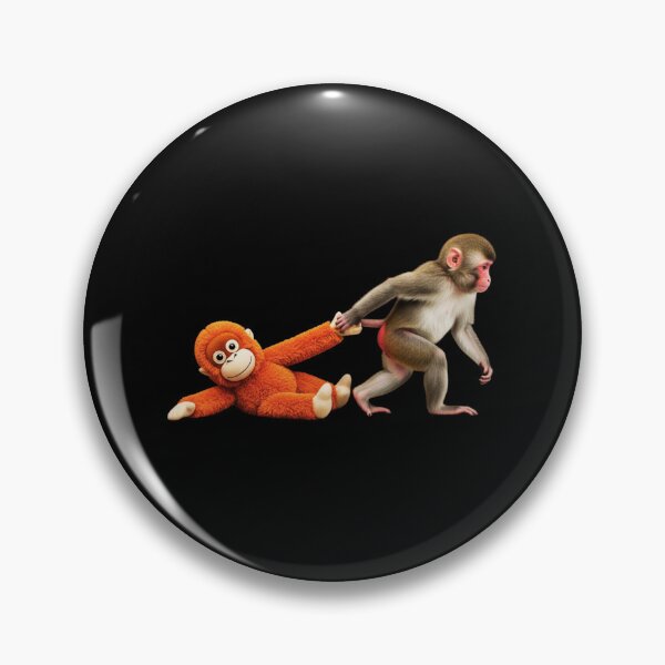 Item preview, Baby Monkey Pulling Orange Plush Toy Funny Macaque Animal Art designed and sold by MotivaChic.