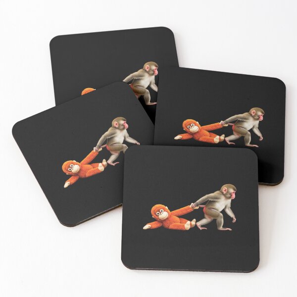 Item preview, Baby Monkey Pulling Orange Plush Toy Funny Macaque Animal Art designed and sold by MotivaChic.