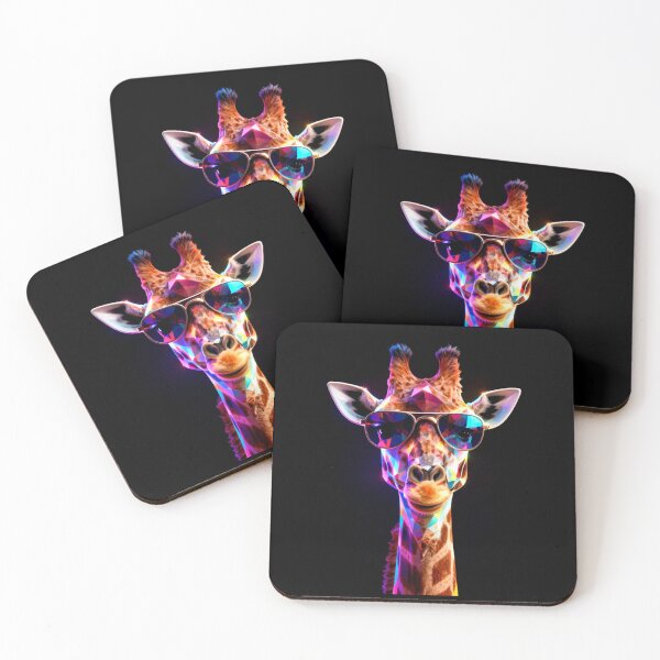 Item preview, Neon Geometric Giraffe with Sunglasses – Colorful Cyberpunk Animal Art designed and sold by AnimalAirtistry.
