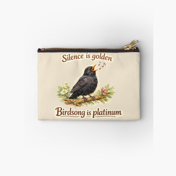 Item preview, Silence is Golden Birdsong is Platinum Singing Blackbird Wildlife Illustration designed and sold by ChirpInc.