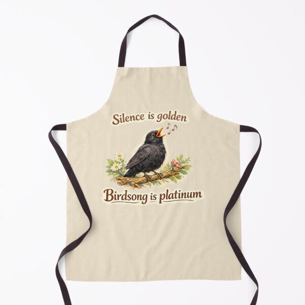 Item preview, Silence is Golden Birdsong is Platinum Singing Blackbird Wildlife Illustration designed and sold by ChirpInc.