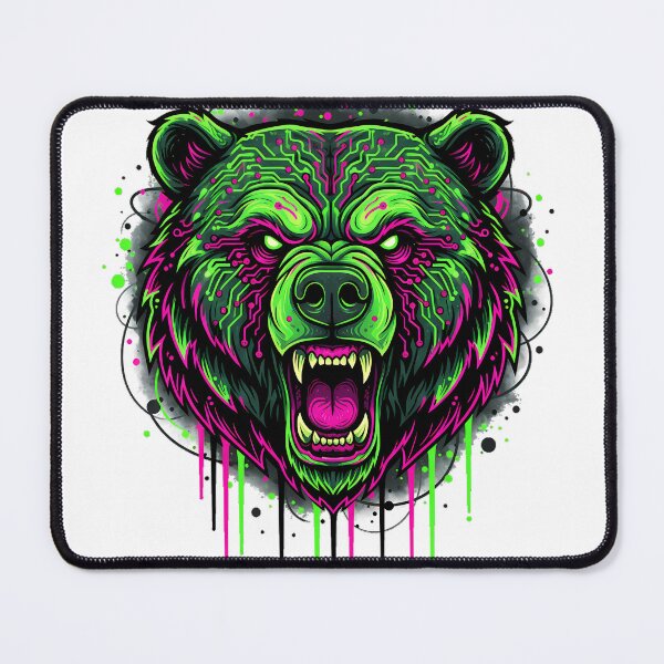 Item preview, Neon Cyber Bear Head – Futuristic Graffiti Streetwear Graphic designed and sold by etuvibes.