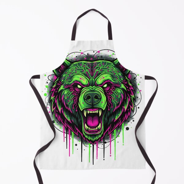 Item preview, Neon Cyber Bear Head – Futuristic Graffiti Streetwear Graphic designed and sold by etuvibes.