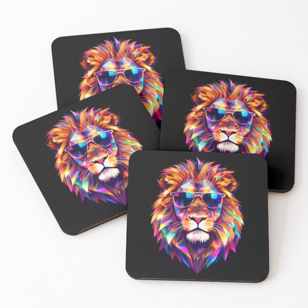 Item preview,  Neon Geometric Lion with Sunglasses – Colorful Polygon Animal Art designed and sold by AnimalAirtistry.