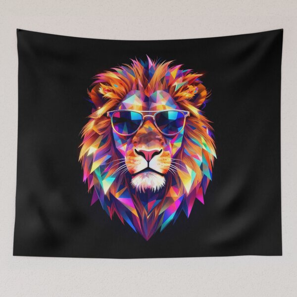 Item preview,  Neon Geometric Lion with Sunglasses – Colorful Polygon Animal Art designed and sold by AnimalAirtistry.