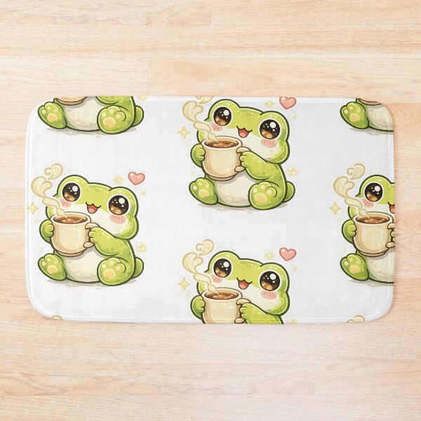 Item preview, Cute Frog Drinking Coffee Kawaii Cartoon – Funny Coffee Lover Frog Sticker & T-Shirt Design designed and sold by Dasts Cart.