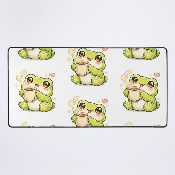 Item preview, Cute Frog Drinking Coffee Kawaii Cartoon – Funny Coffee Lover Frog Sticker & T-Shirt Design designed and sold by Dasts Cart.