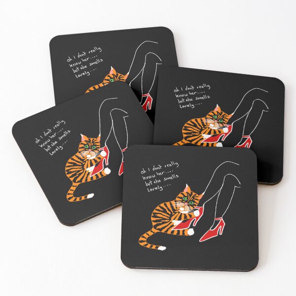 POLITOCAT and Red Shoes Lady Funny Cat Cartoon Coasters (Set of 4)