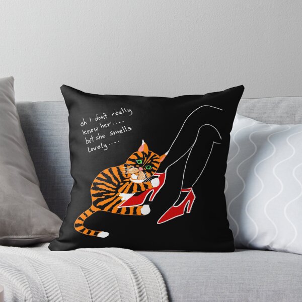 POLITOCAT and Red Shoes Lady Funny Cat Cartoon Throw Pillow