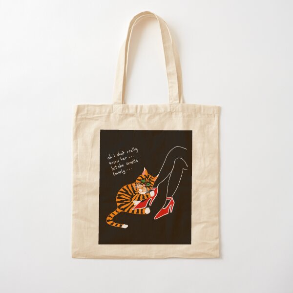 POLITOCAT and Red Shoes Lady Funny Cat Cartoon Cotton Tote Bag