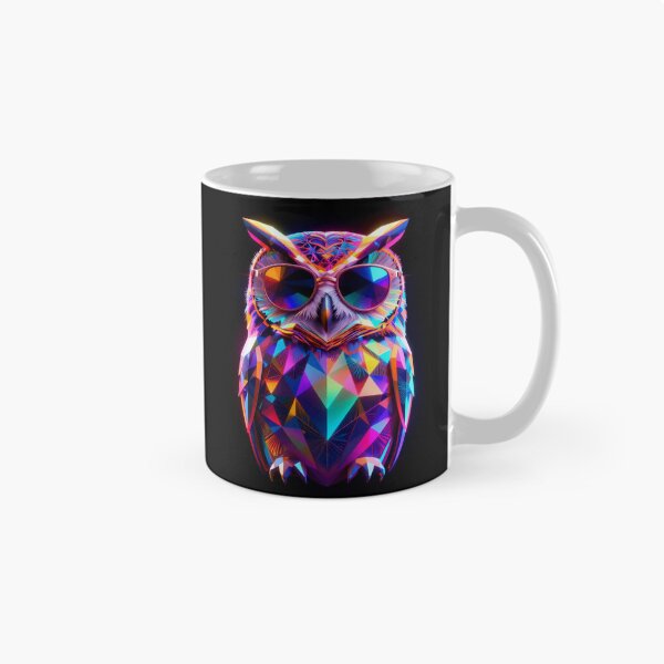 Item preview, Neon Geometric Owl with Sunglasses – Colorful Polygon Animal Art designed and sold by AnimalAirtistry.