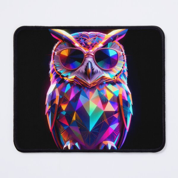 Item preview, Neon Geometric Owl with Sunglasses – Colorful Polygon Animal Art designed and sold by AnimalAirtistry.
