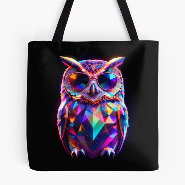 Item preview, Neon Geometric Owl with Sunglasses – Colorful Polygon Animal Art designed and sold by AnimalAirtistry.