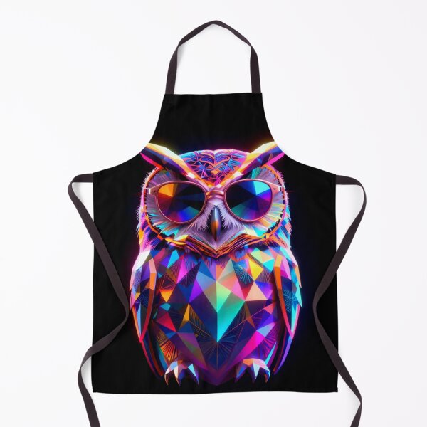 Artikelvorschau, Neonfarbene geometrische Eule mit Sonnenbrille – Farbenfrohe Polygon-Tierkunst entworfen und verkauft von AnimalAirtistry.