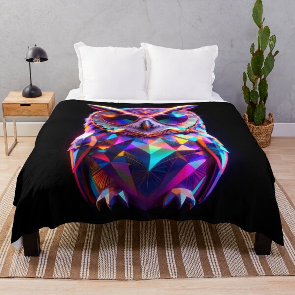 Item preview, Neon Geometric Owl with Sunglasses – Colorful Polygon Animal Art designed and sold by AnimalAirtistry.