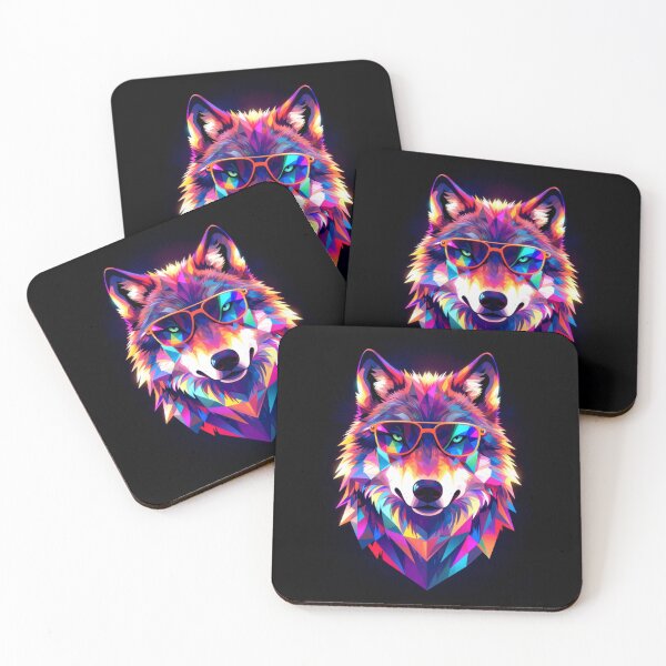 Item preview, Neon Geometric Wolf with Sunglasses – Cyberpunk Polygon Animal Art designed and sold by AnimalAirtistry.