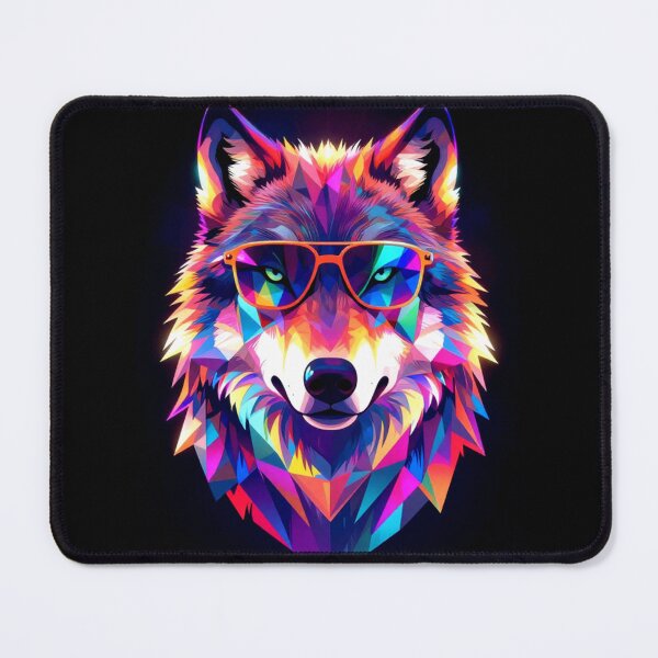 Item preview, Neon Geometric Wolf with Sunglasses – Cyberpunk Polygon Animal Art designed and sold by AnimalAirtistry.