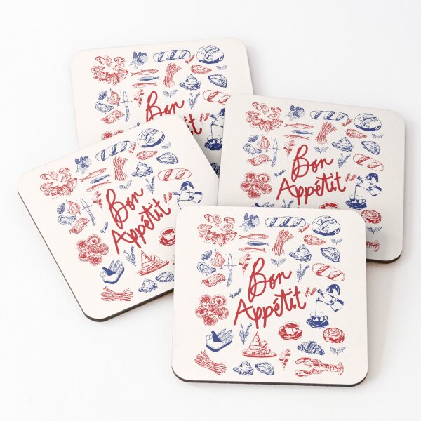 Item preview, Bon Appetit Seafood and French Bread Handdrawn Gourmet Food Illustration designed and sold by MaiZephyr.