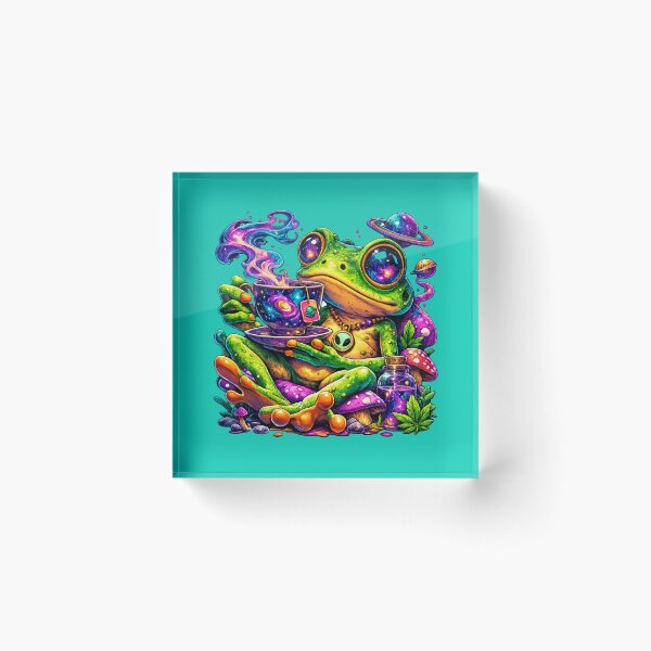 Item preview, Alien frog drinking cosmic tea designed and sold by FroggyOnly.