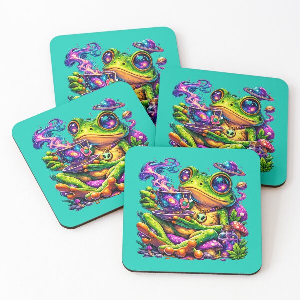 Item preview, Alien frog drinking cosmic tea designed and sold by FroggyOnly.