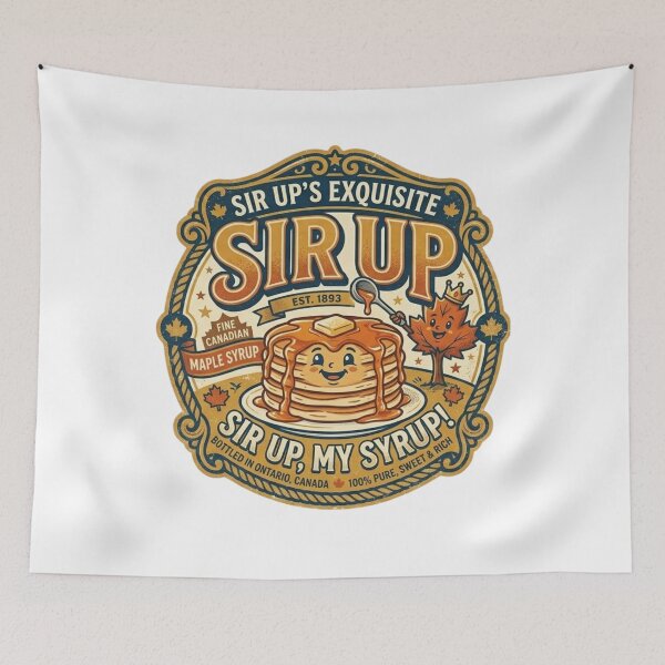 Item preview, Sir Up's Exquisite Maple Syrup - Funny Food Pun Vintage Label designed and sold by Wear Sculpt.