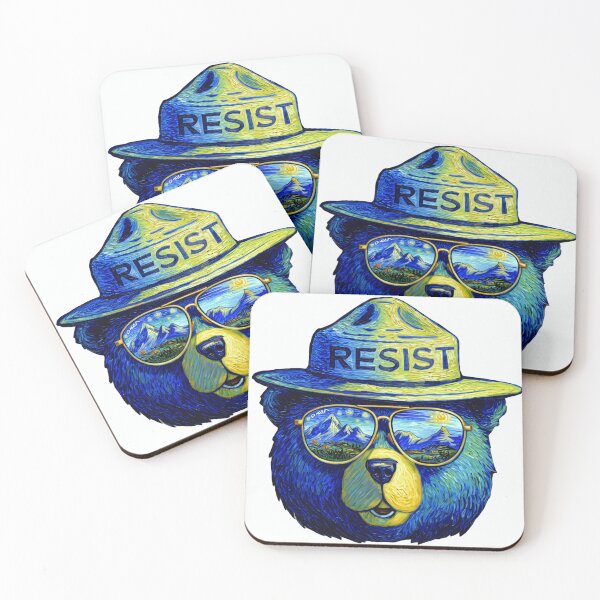 Item preview, Starry Night Van Gogh Protect Our National Parks Freedom Bear Resist Anti Fascist Alliance designed and sold by SkeletonsDanger.