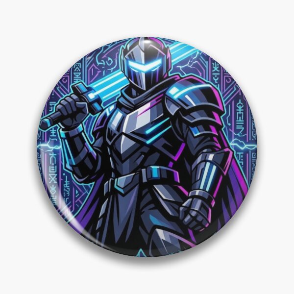 Item preview, Cyberpunk Knight with Neon Sword | Futuristic Tech Armor Warrior designed and sold by WittyWear Designs.